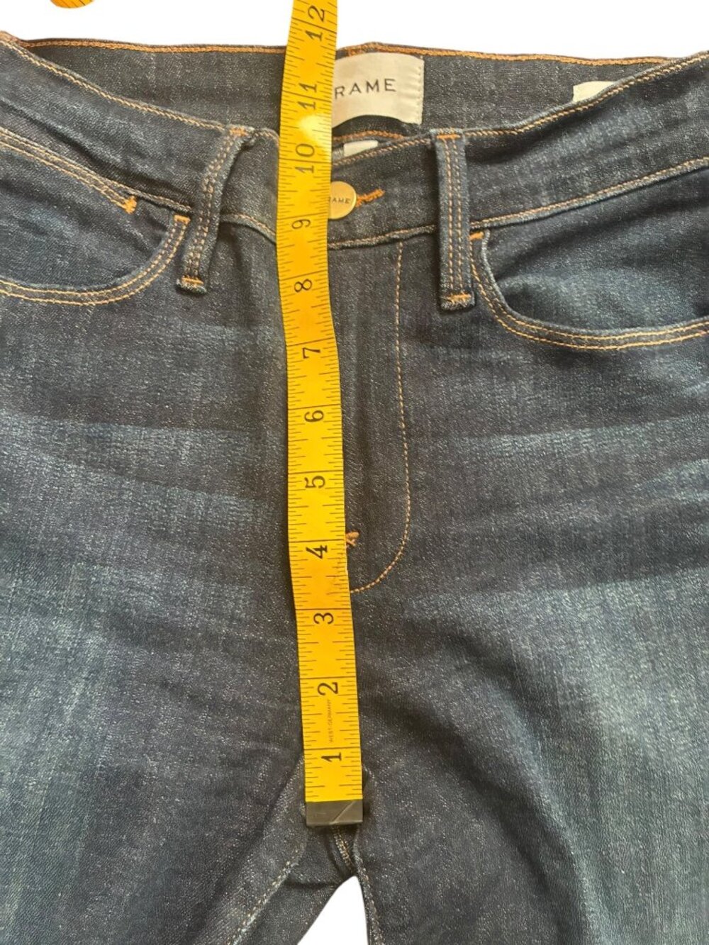 Frame Le High Flare Womens Dark Wash Jeans Long Length High Rise Size 26 VGUC - Picture 9 of 11